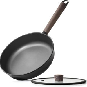 SENSARTE 8" Non Stick Frying Pans Skillet with Lid, PFOA/PFOS Free | Non Toxic Healthy Chef's Pan for Eggs, Works as Small Wok for Cooking, Kitchen & Home Essentials, Induction Compatible, Black