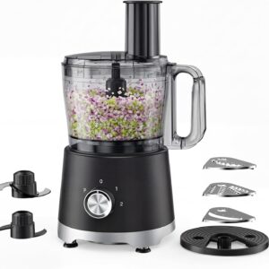 OLIXIS Food Processor 10.5 Cups, 600W Powerful Food processors with 5 Blades, Dishwasher Safe Meat Grinder for Slicing, Shredding, Chopping, Kneading, for Meat, Vegetables, Fruit, Dough