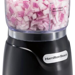 Hamilton Beach 3 Cup Electric Vegetable Chopper & Mini Food Processor | Simple Stack & Press Design | 350 Watts & Stainless Steel Blades For Dicing, Mincing & Puree | Dishwasher Safe | Black